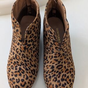 Dominique Leopard Print Ankle Booties in Tan and Black